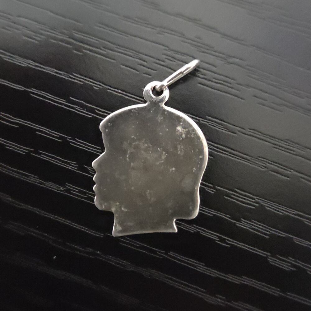 Estate Sterling Silver Girl Silhouette Charm Profile Pendant Bracelet Necklace